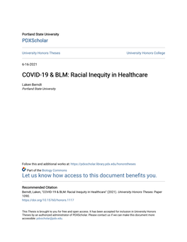 COVID-19 & BLM: Racial Inequity in Healthcare