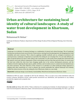 Urban Architecture for Sustaining Local Identity of Cultural Landscapes: a Study of Water Front Development in Khartoum, Sudan