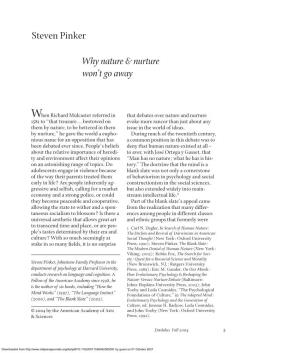 Steven Pinker Why Nature & Nurture Won't Go Away