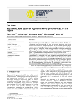 Bagassosis, Rare Cause of Hypersensitivity Pneumonitis: a Case Report