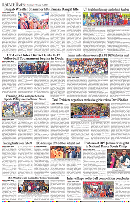 Punjab Wrestler Shamsher Lifts Panasa Dangal Title UT- Level Chess Tourney Concludes at Ramban  STATE TIMES NEWS the Organisers