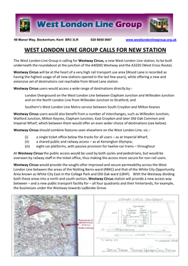 West London Line Group Calls for New Station