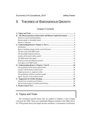 Chapter 5 Theories of Endogenous Growth