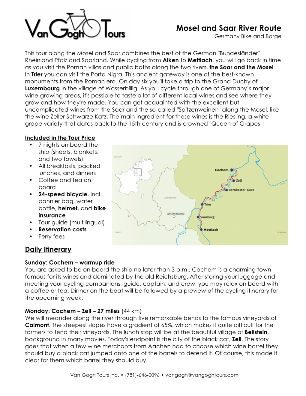 Mosel and Saar River Route Germany Bike and Barge