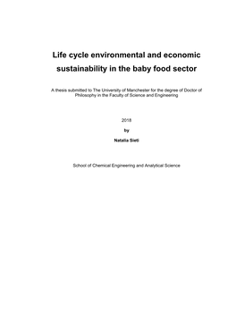 Life Cycle Environmental and Economic Sustainability in the Baby Food Sector