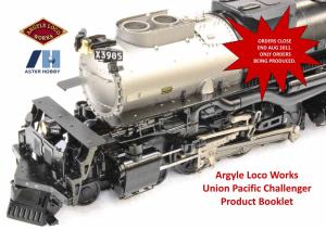 Argyle Loco Works Union Pacific Challenger Product Booklet BACKGROUND on the CHALLENGER PROJECT
