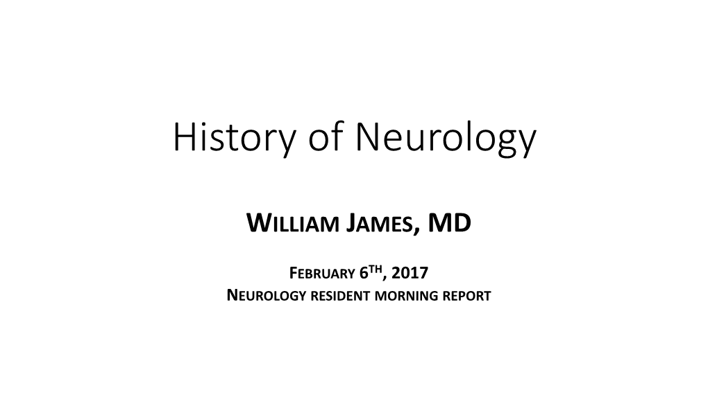 History of Neurology William James MD.Pdf