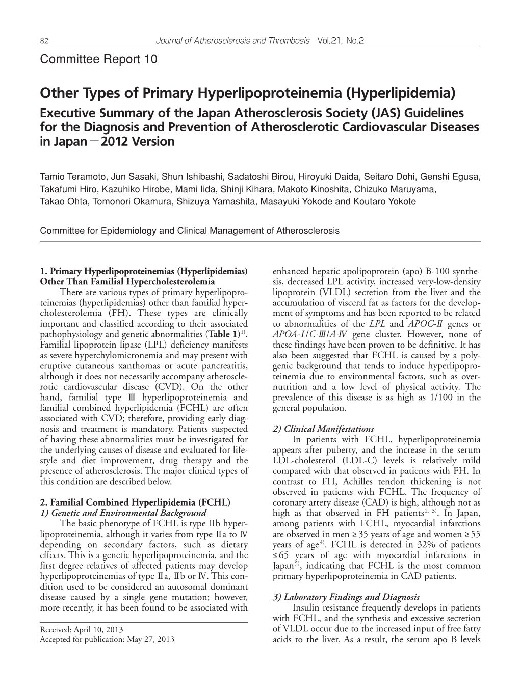 Other Types of Primary Hyperlipoproteinemia