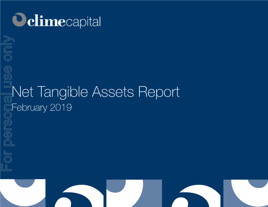 Net Tangible Assets Report