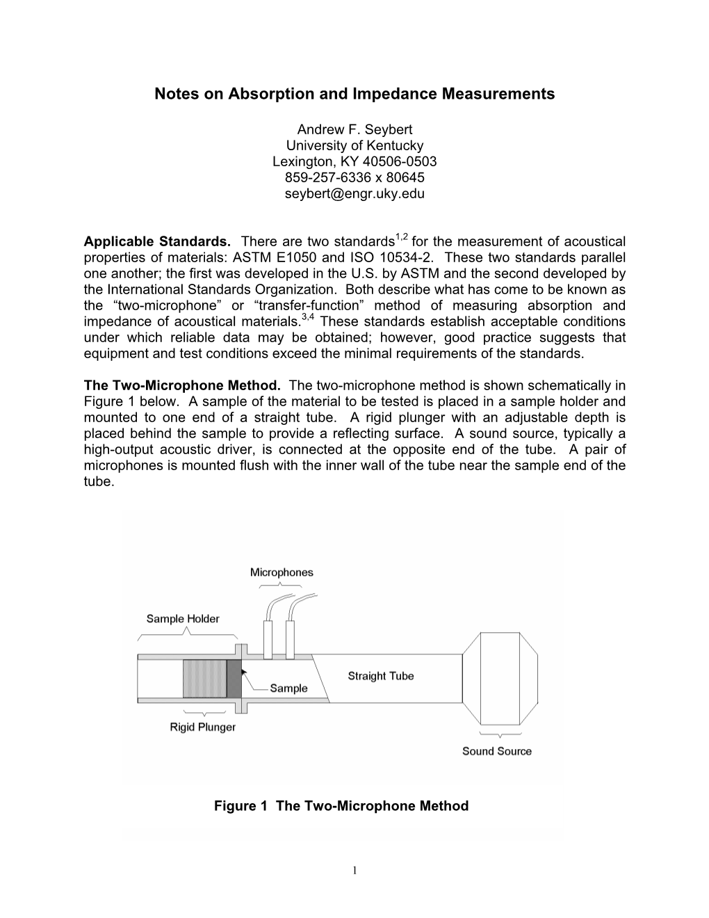 Notes on Absorption and Impedance Measurements