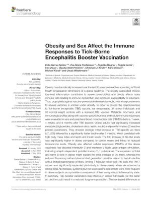 Obesity and Sex Affect the Immune Responses to Tick-Borne Encephalitis Booster Vaccination