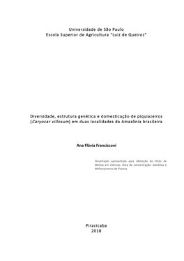 (Caryocar Villosum) Em Duas Localidades Da Amazônia Brasileira