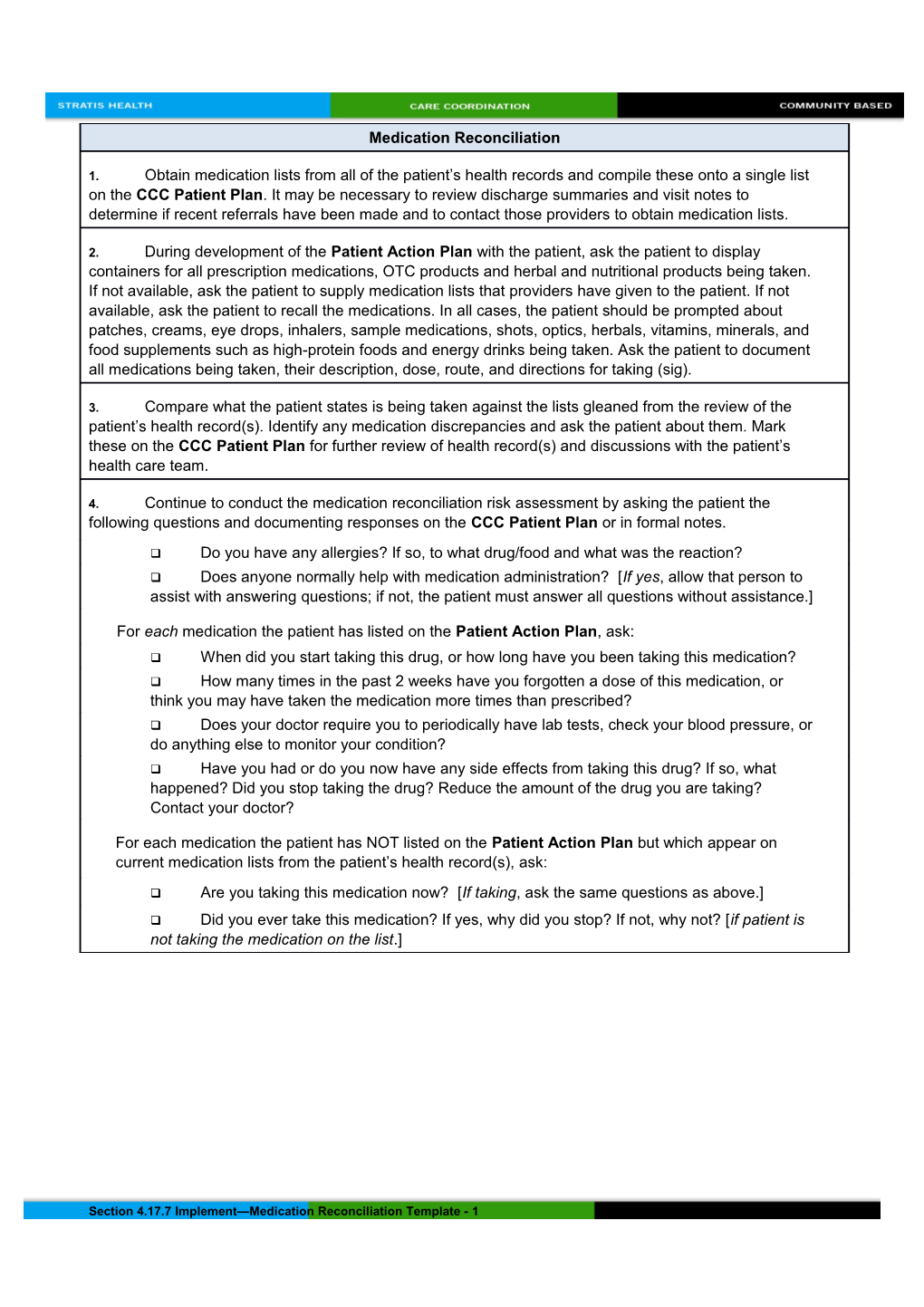 Medication Reconciliation Template