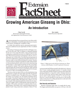 Growing American Ginseng in Ohio: an Introduction