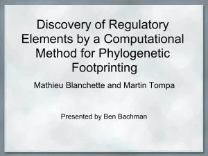 Discovery of Regulatory Elements by a Computational Method for Phylogenetic Footprinting Mathieu Blanchette and Martin Tompa