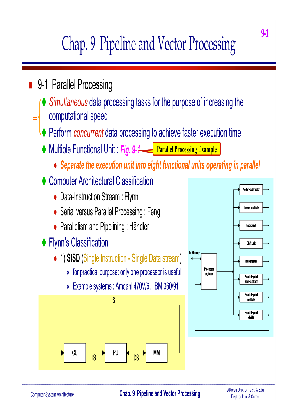 Chap. 9 Pipeline and Vector Processing