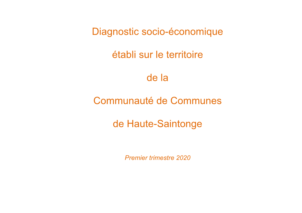 Diagnostic Socio-Économique Établi Sur Le Territoire De La Communauté