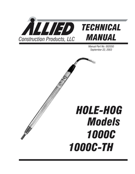 HOLE-HOG Models 1000C 1000C-TH ALLIED 1000C Series Hole-Hogs