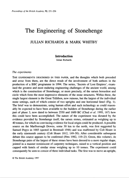 The Engineering of Stonehenge