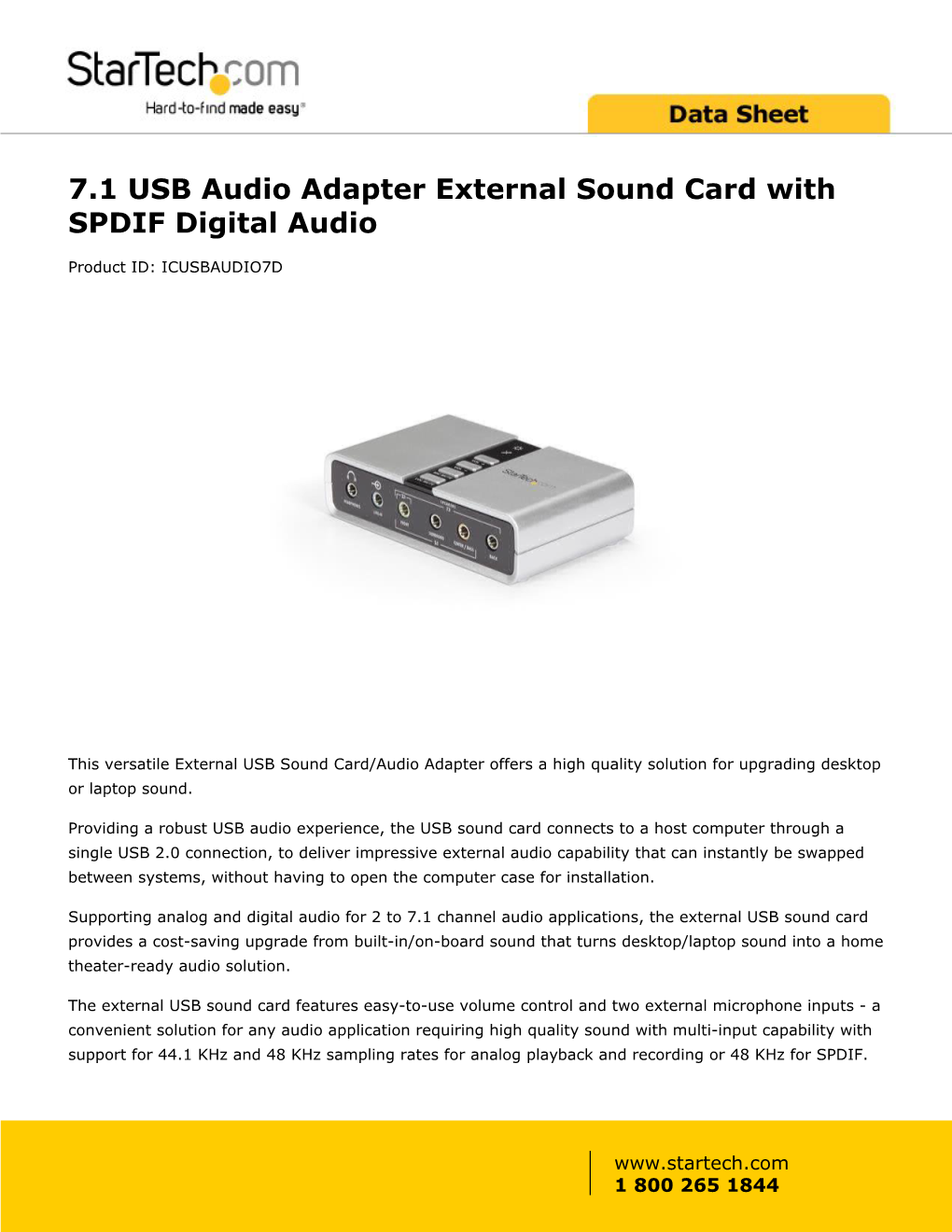 USB Audio Adapter External Sound Card with SPDIF Digital Audio