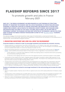 FLAGSHIP REFORMS SINCE 2017 to Promote Growth and Jobs in France February 2021