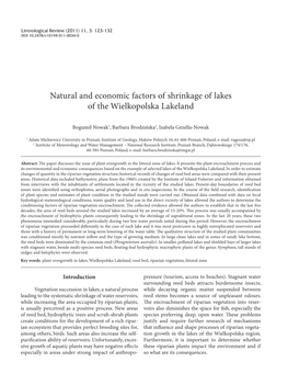 Natural and Economic Factors of Shrinkage of Lakes of the Wielkopolska Lakeland