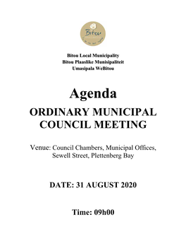 Agenda ORDINARY MUNICIPAL COUNCIL MEETING
