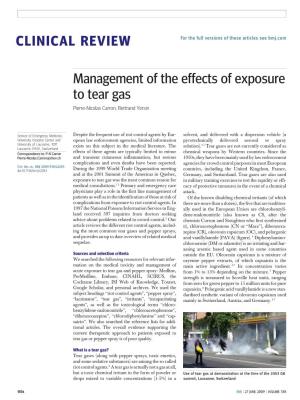 CLINICAL REVIEW Management of the Effects of Exposure to Tear