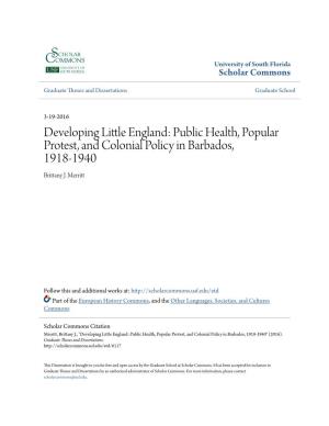 Developing Little England: Public Health, Popular Protest, and Colonial Policy in Barbados, 1918-1940