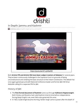 In Depth: Jammu and Kashmir