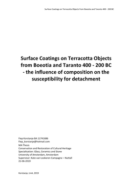 Surface Coatings on Terracotta Objects from Boeotia and Taranto 400 - 200 BC