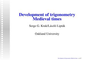 Development of Trigonometry Medieval Times Serge G