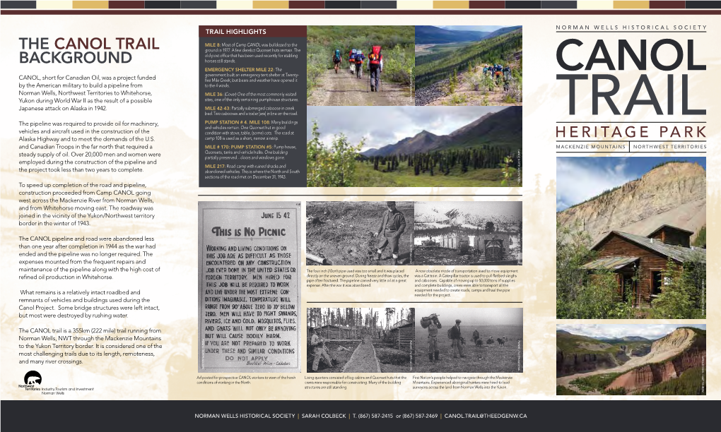 The CANOL TRAIL BACKGROUND