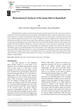 Biomechanical Analysis of the Jump Shot in Basketball