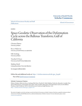 Space Geodetic Observation of the Deformation Cycle Across the Ballenas Transform, Gulf of California Christina Plattner University of Miami