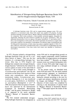 Identification of Nitrogen-Fixing Hydrogen Bacterium Strain N34 and Its Oxygen-Resistant Segregant Strain