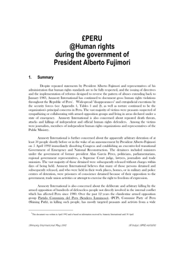 PERU @Human Rights During the Government of President Alberto Fujimori