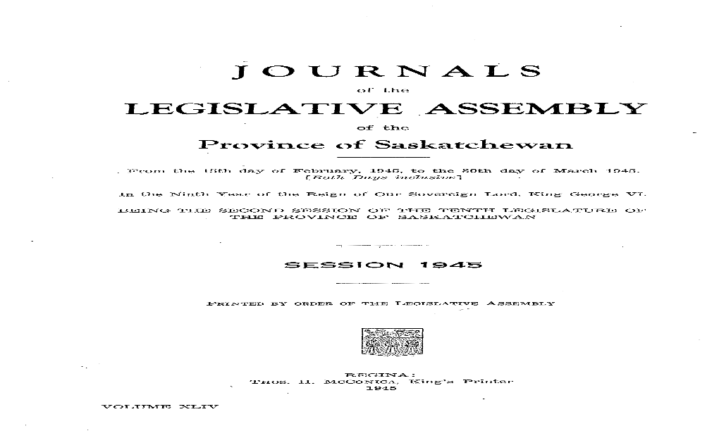 Journals Legislative .Assembly