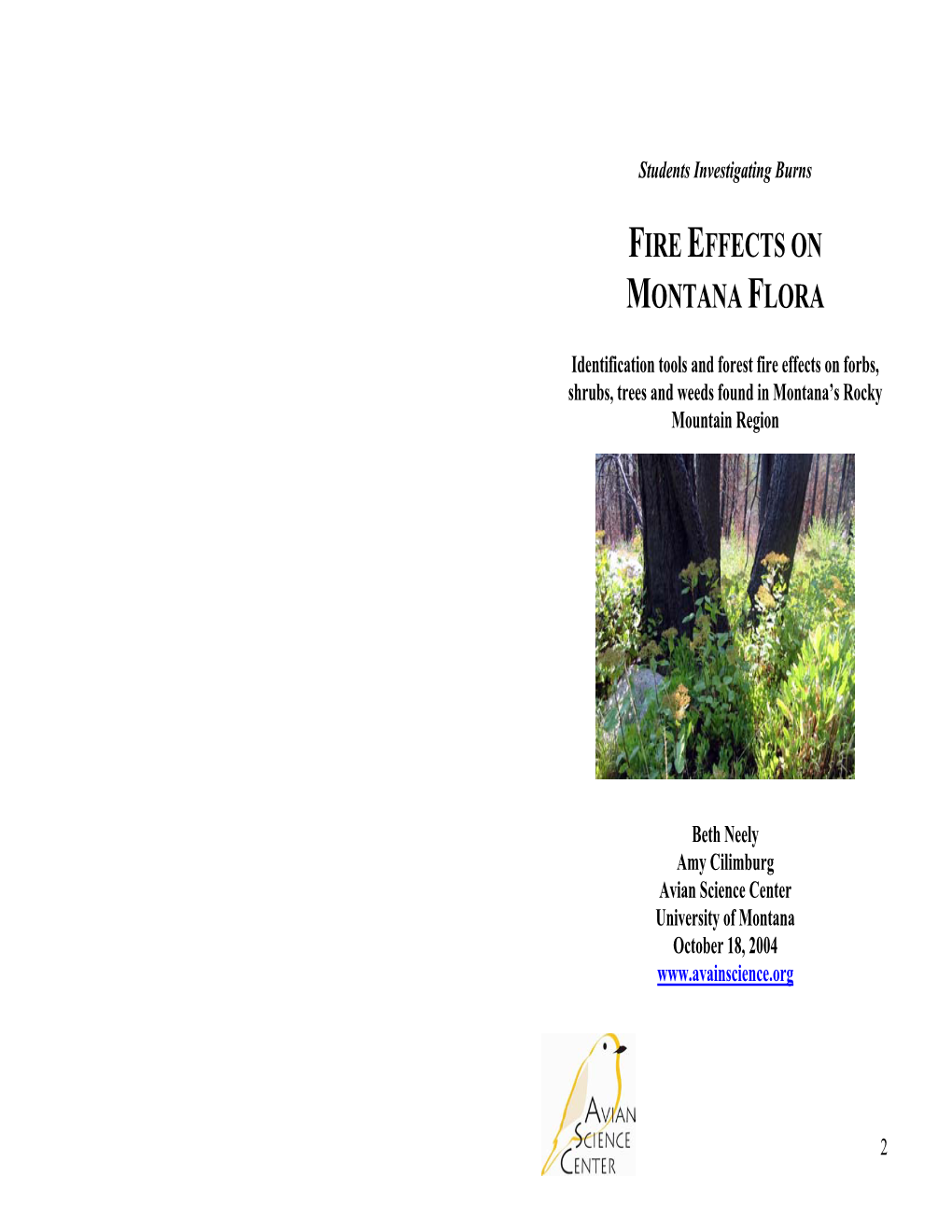 Montana Flora ID Specifications and Post-Fire Effects