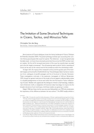The Imitation of Some Structural Techniques in Cicero, Tacitus, and Minucius Felix
