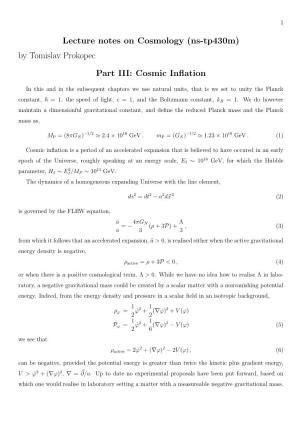 (Ns-Tp430m) by Tomislav Prokopec Part III: Cosmic Inflation