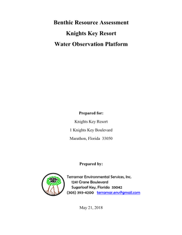 Benthic Resource Assessment Knights Key Resort Water Observation Platform