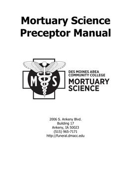 Mortuary Science Preceptor Manual