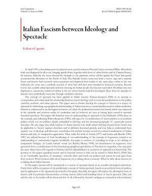 Italian Fascism Between Ideology and Spectacle