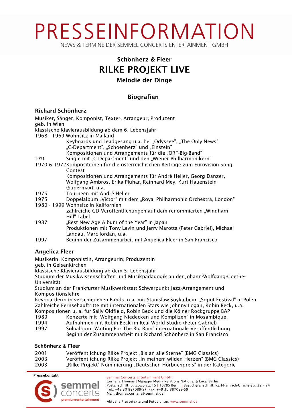 RILKE PROJEKT LIVE Melodie Der Dinge