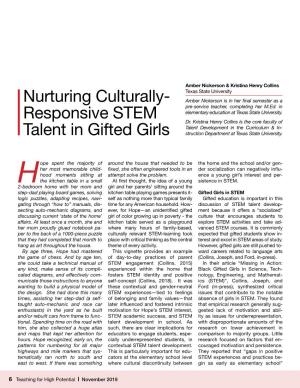 Nurturing Culturally- Responsive STEM Talent in Gifted Girls