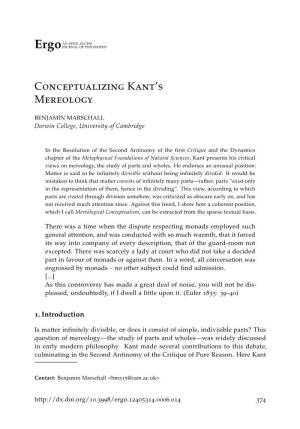Conceptualizing Kant's Mereology
