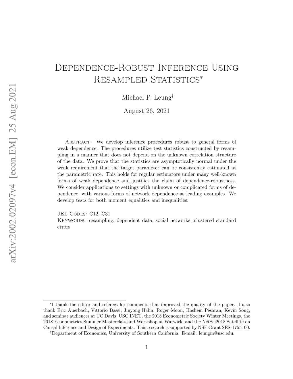 Dependence-Robust Inference Using Resampled Statistics