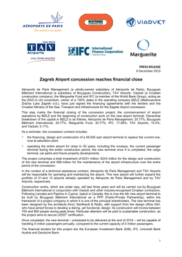 Zagreb Airport Concession Reaches Financial Close