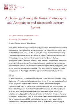 Archaeology Among the Ruins: Photography and Antiquity in Mid-Nineteenth-Century Levant